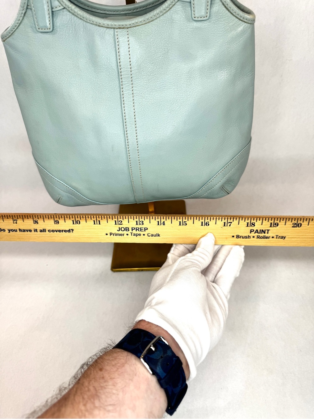 Vintage Coach Soho Slim Shoulder Bag 4983 Light Blue Leather Y2K Hobo Purse - Picture 10 of 12
